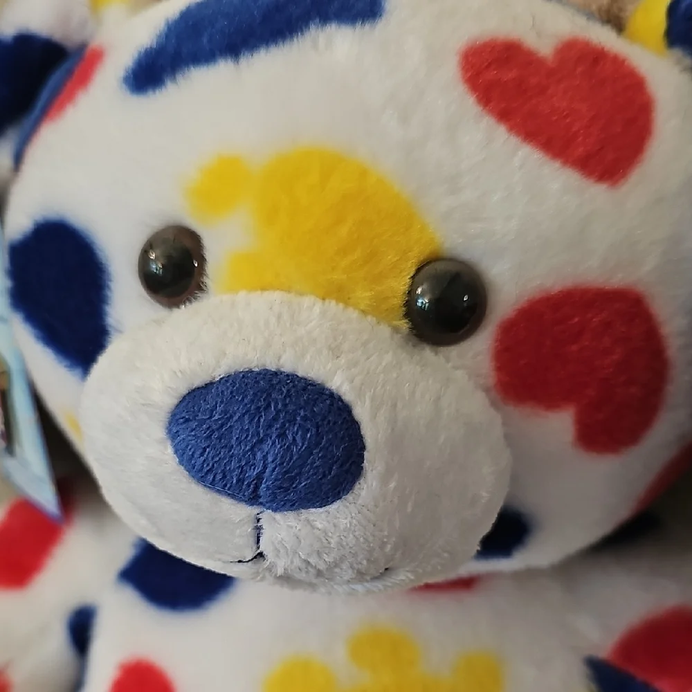 Colorful Heart and Bear Pattern Plush Toy - Picture 2 of 7